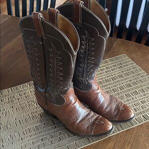Tony Lama Two-Tone Brown Cowboy Boots Men’s 9.5 E